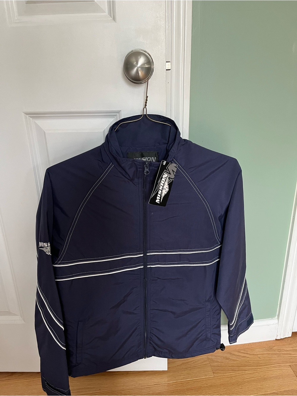 Men's Navy Windbreaker Jacket with Contrast Stitching